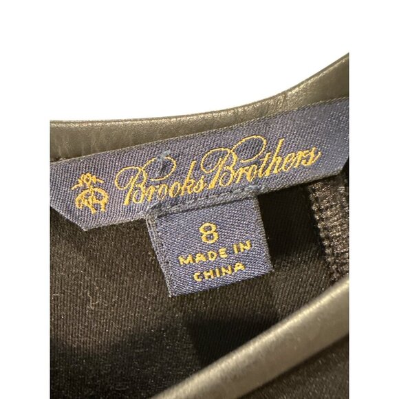 Brooks Brothers Classic Essential Stretch Sheath Dress Leather Trim Size 8 Pre-O - Picture 4 of 7